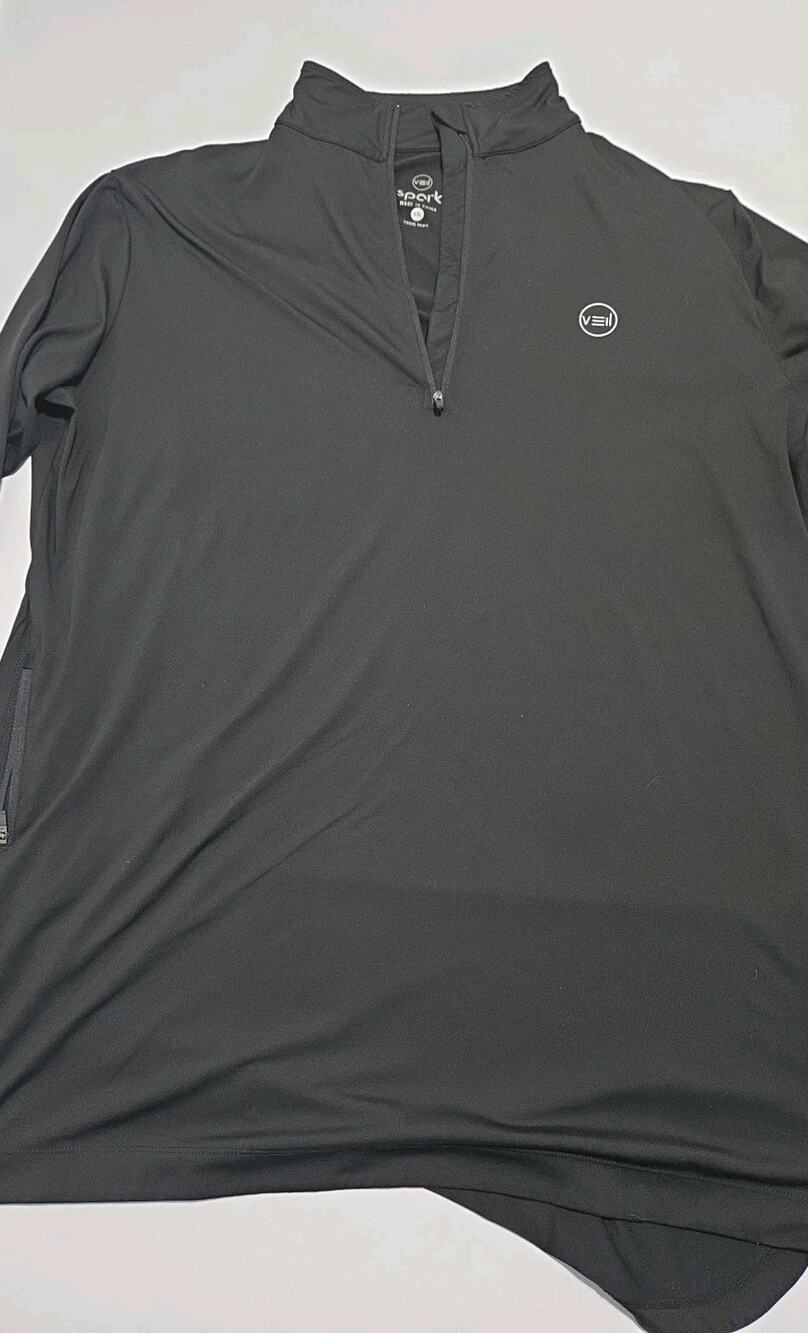 Veil Spark 1/4 Zip Tunic Top Black Modest Performance Athleisure XXL